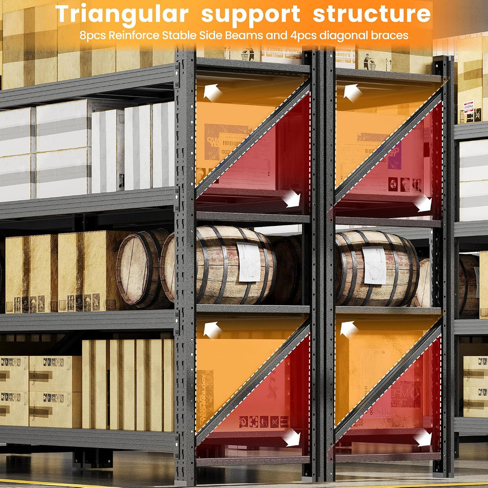 75” Wide Heavy Duty Metal Garage Shelving, Adjustable Storage Shelf