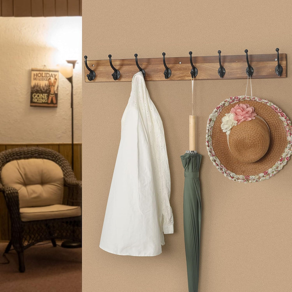 WEBI Rustic Coat Rack Wall Mount,35.43" Long 8 Cast Iron Coat Hooks Wall...