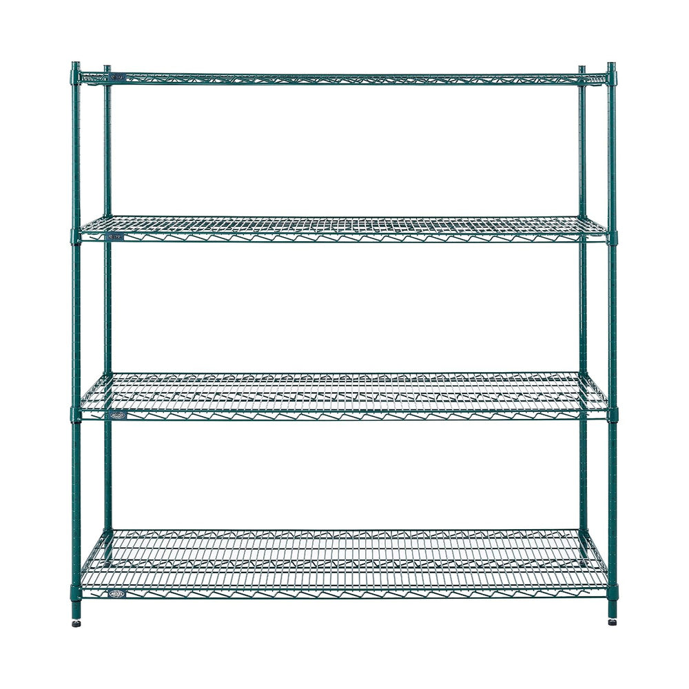 Nexel Poly-Green Antimicrobial Adjustable Wire Shelving Unit, 4 Tier, Heavy D...