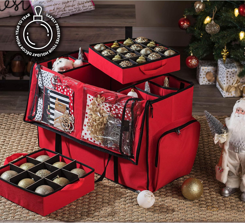 ZOBER All in One Christmas Ornament Storage Box & Decoration Container - ...