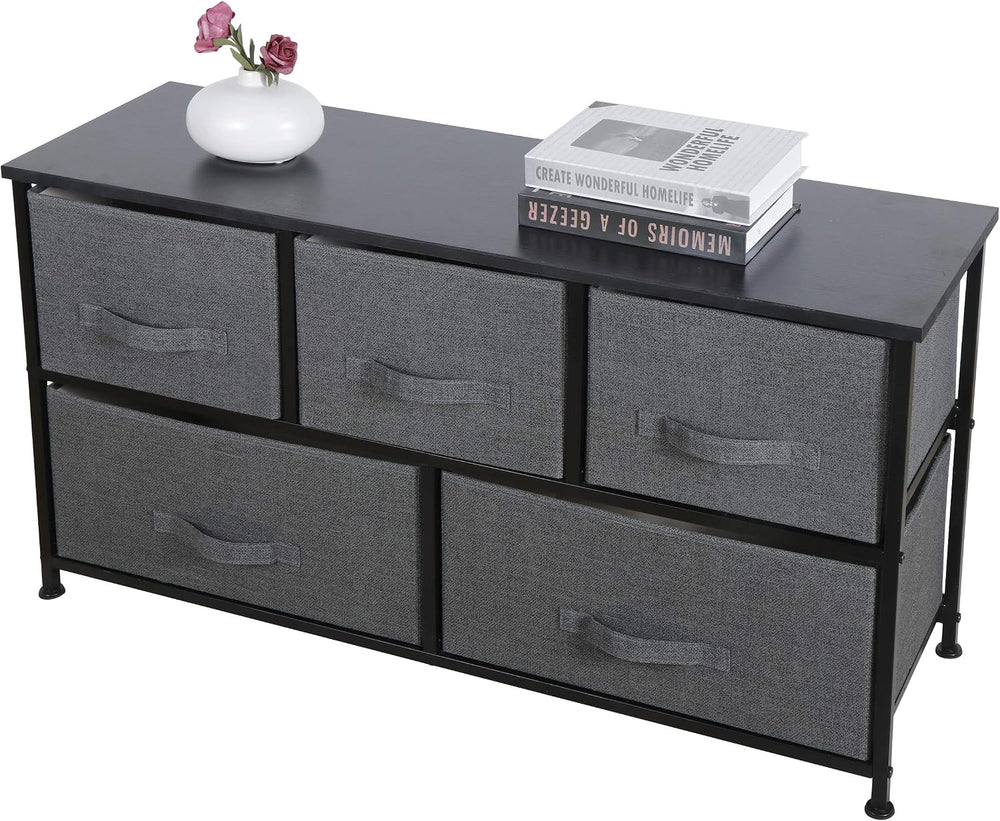 Fabric Dresser 5-Drawer Storage Organizer Unit, Apartment Cloth Dresser with ...
