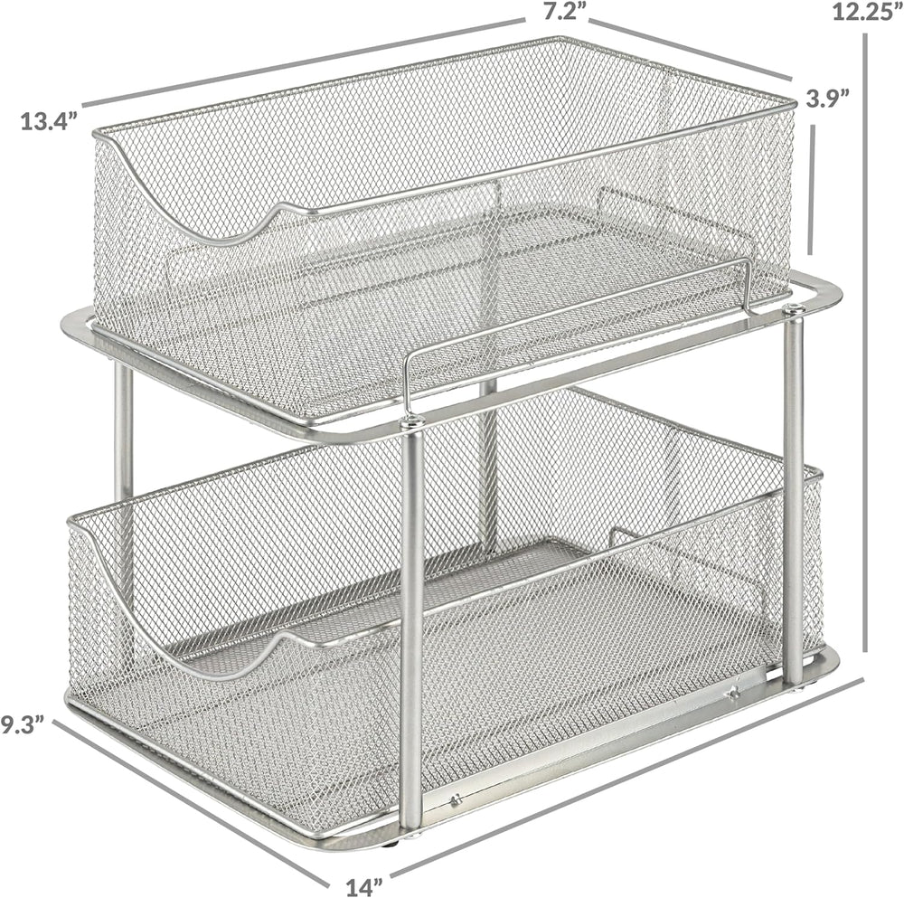 Sorbus Pull-Out Under Sink Organizer, Mesh Construction (Silver, 1 Pack)