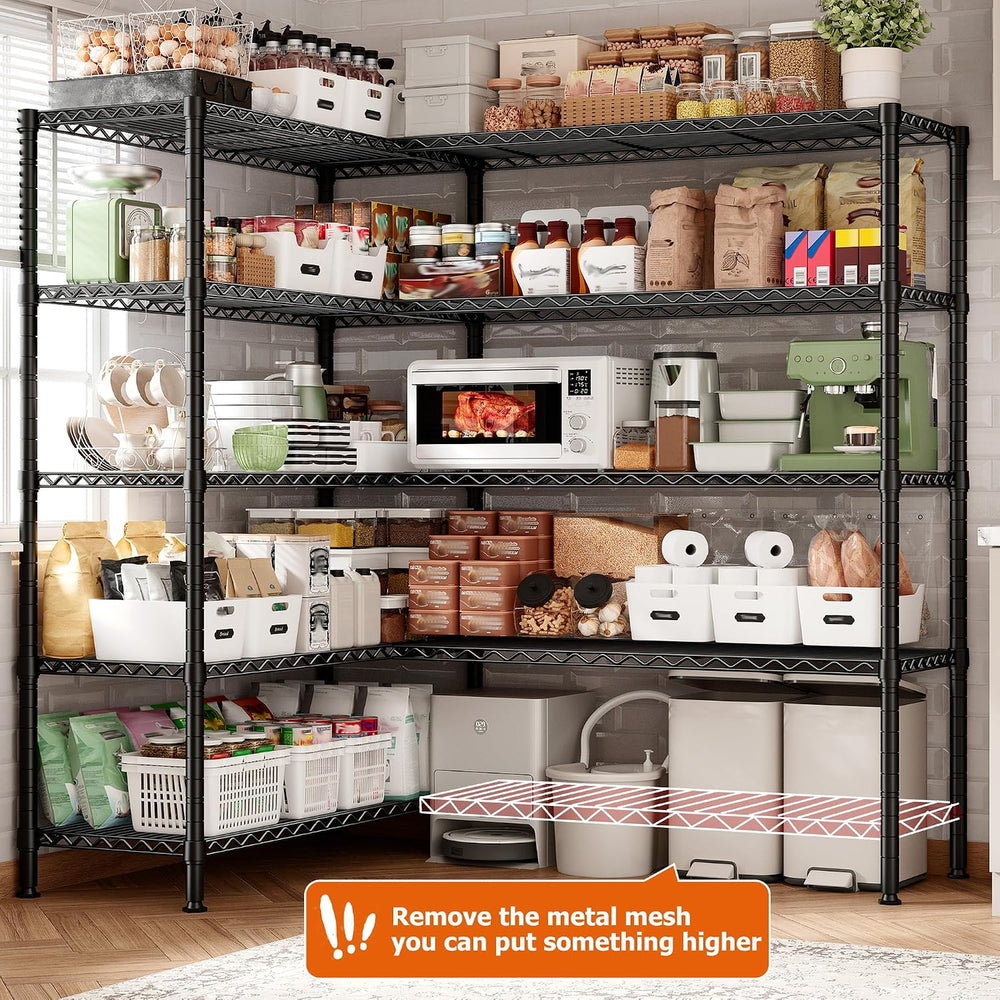 REIBII 5-Tier Heavy Duty Storage Shelving Unit, 1600LBS Wire Rack