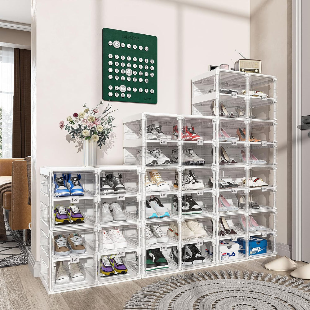 ANTBOX Foldable Shoe Rack,Shoe Organizers for Closet Plastic Shoe Storage Box...
