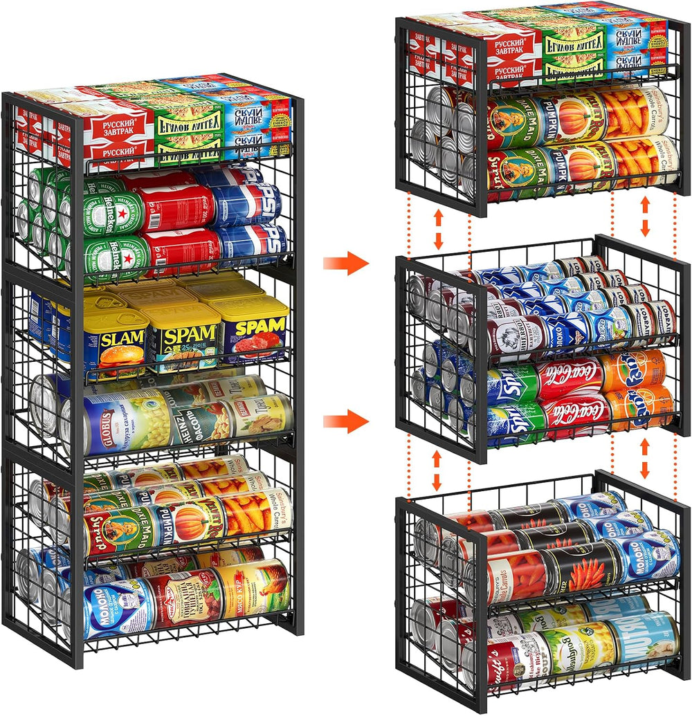 X-cosrack 2-Tier Stackable Can Organizer for Pantry, 3 Packs Adjustable Pantr...