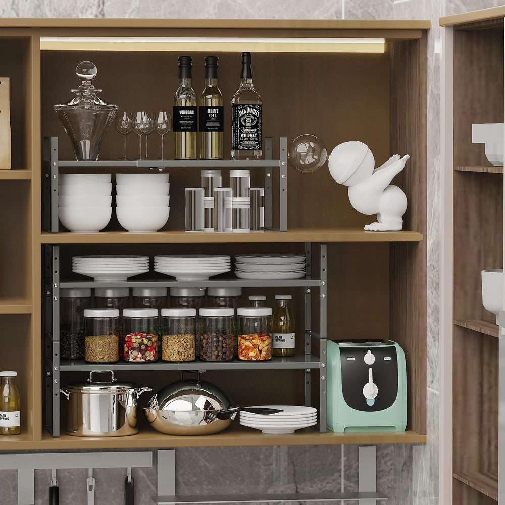 Jojocross Expandable Stackable Spice Rack Cabinet Shelf Organizer in Cabinets...