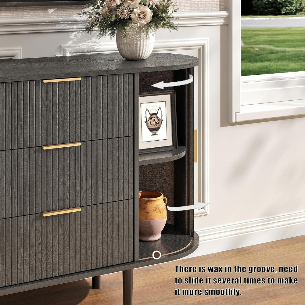 BVIUNTWO Fluted 6 Drawer Dresser, 63" Wide Modern Chest of Drawers with ...