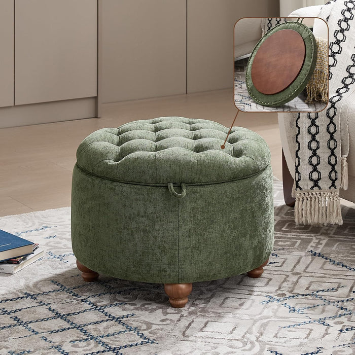 24Inch Round Storage Ottoman