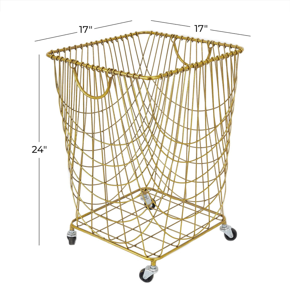 Deco 79 Metal Square Storage Cart with Wheels and Handles, 16" x 17"...