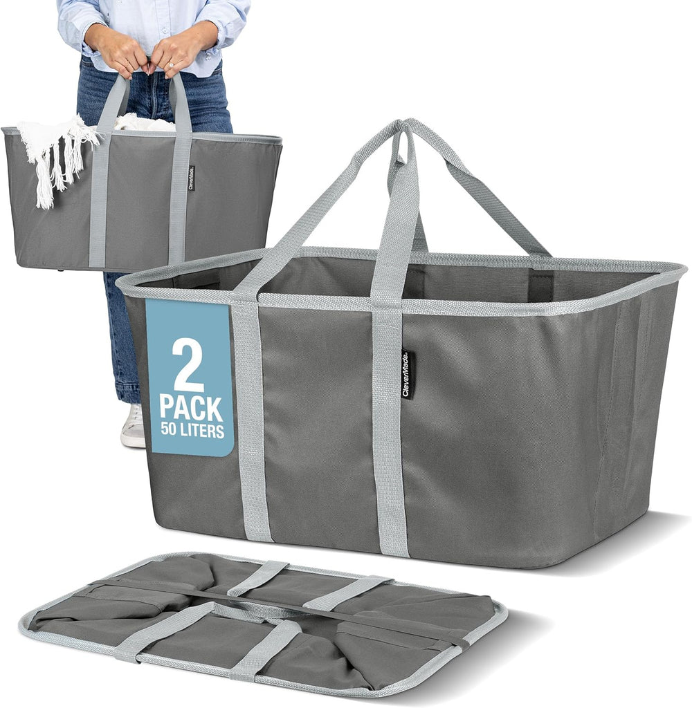 CleverMade Collapsible Fabric Laundry Baskets - Foldable Pop Up Storage Conta...
