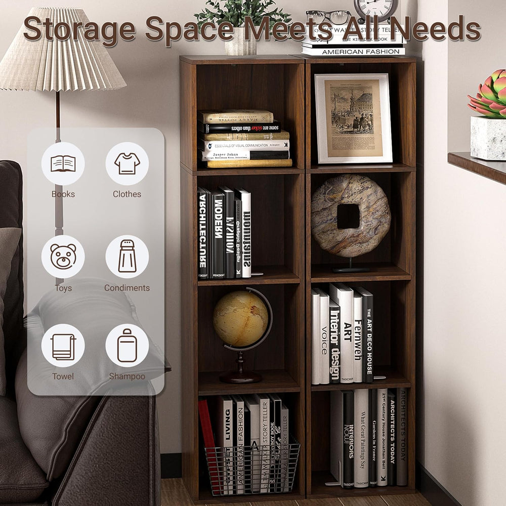 4Cube Storage Organizer, 4 Tier Cube Low Bookcase Freestanding Storage Displa...