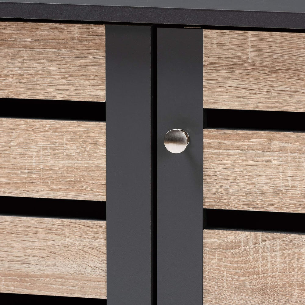 Baxton Studio Shoe Cabinets, One Size, Oak/Dark Gray