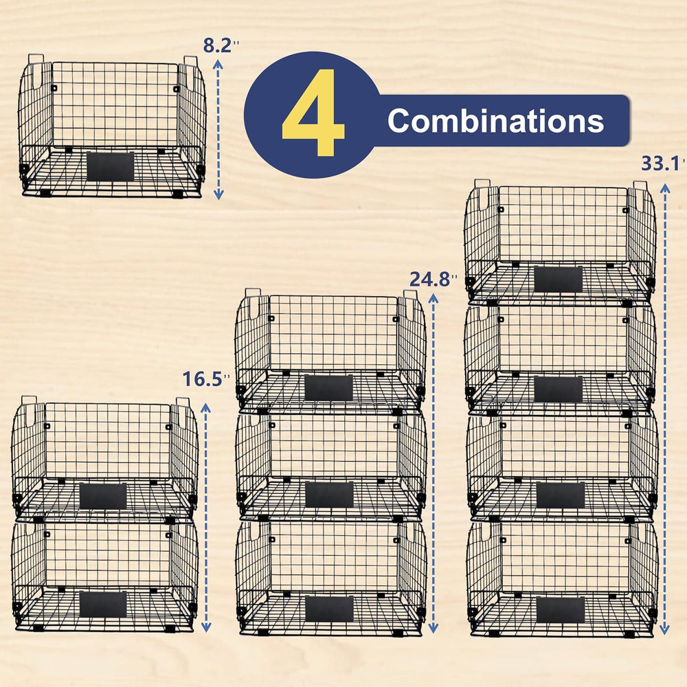 4 PACK XXL Stackable Wire Baskets for Storage Pantry,Fruit Basket For Kitchen...