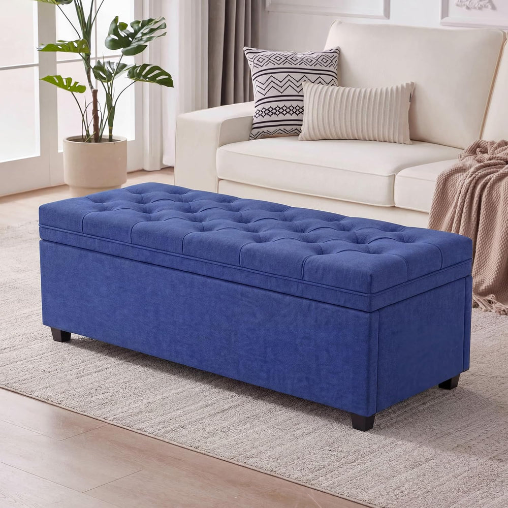 Mangodan 50 Inch Large Storage Ottoman, Tufted Ottoman with Storage