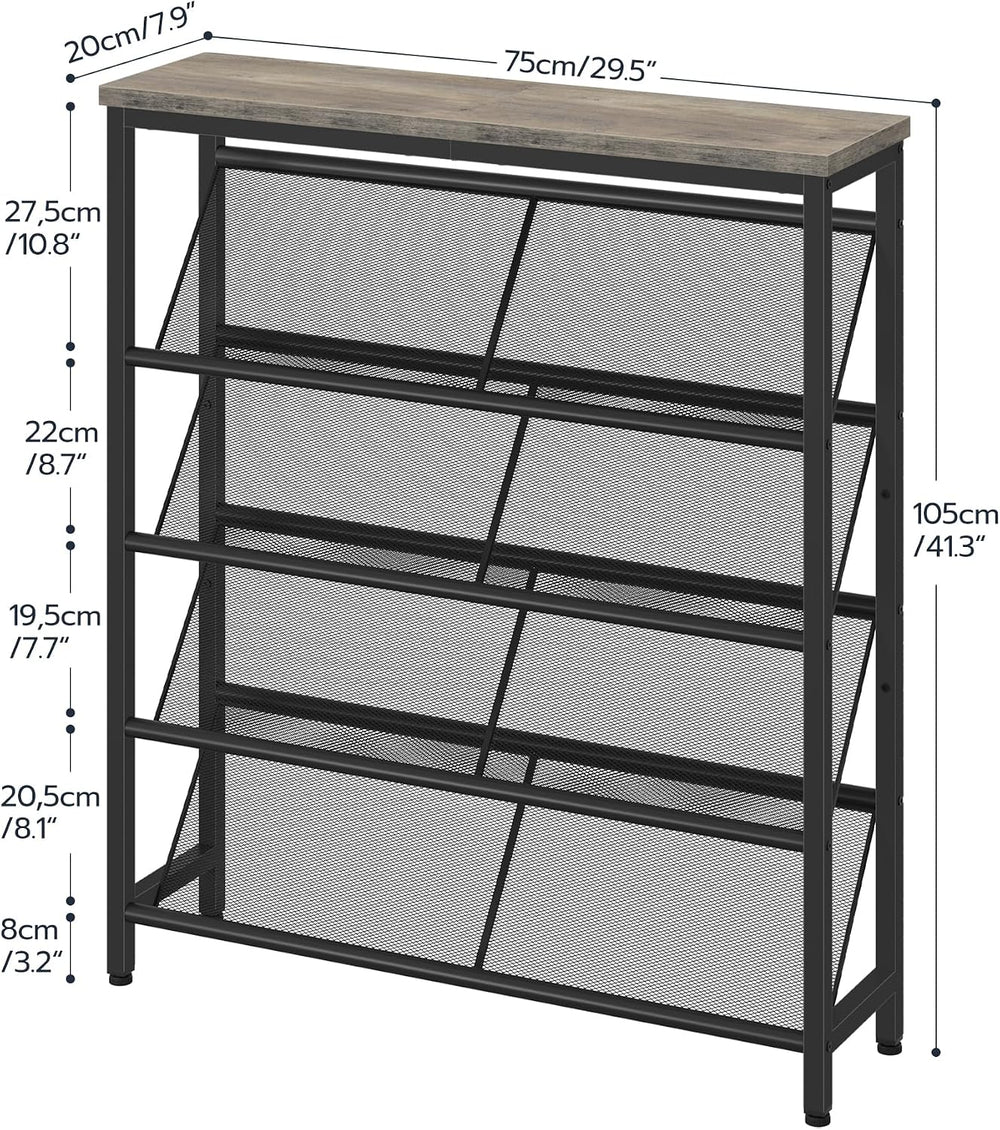 CHOEZON Shoe Rack, 5-Tier Slanted Shoe Storage Shelf, Narrow Shoe Rack for En...