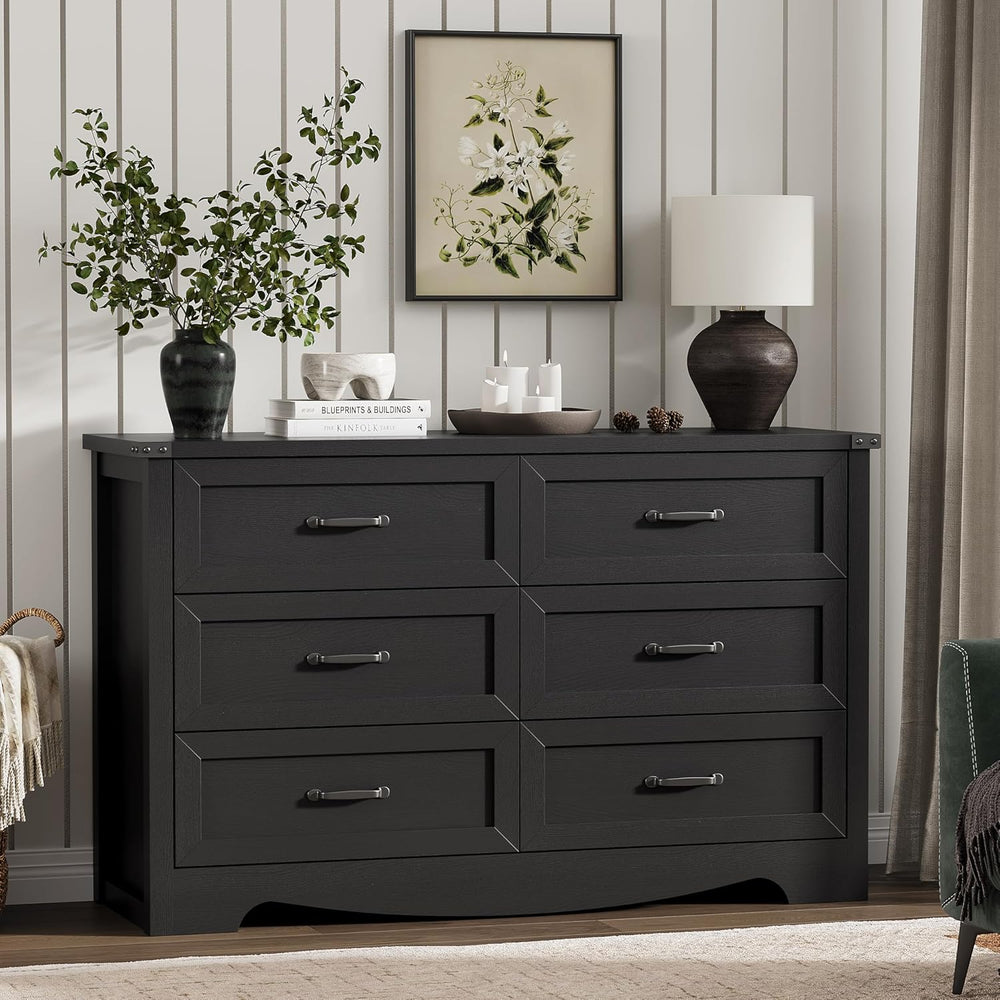 Dresser for Bedroom with 6 Drawers, 48" Wide Wood Chest of Drawers with ...