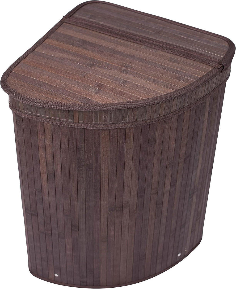 BirdRock Home Corner Laundry Hamper with Lid and Cloth Liner | Bamboo | Espre...