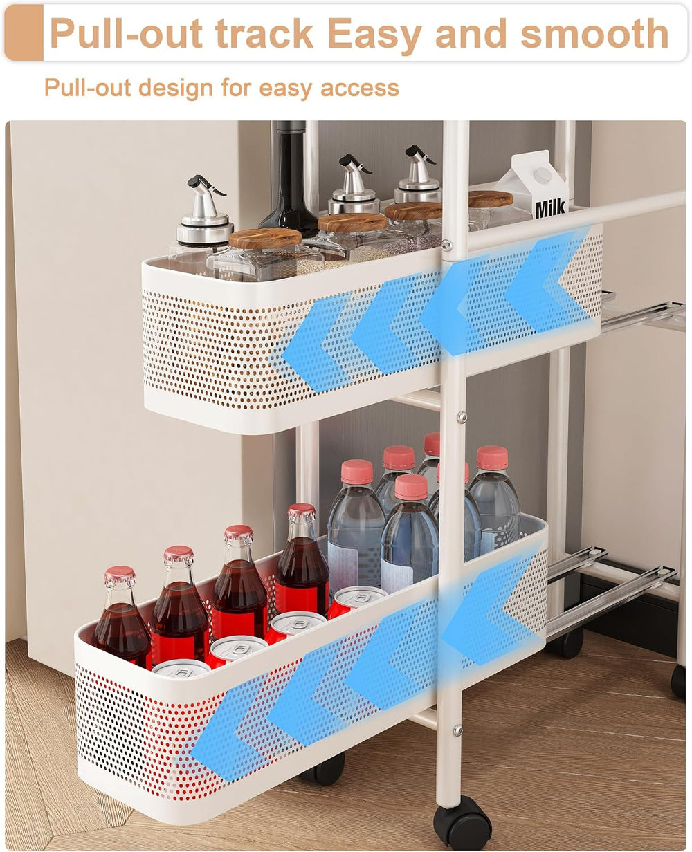 UMDONX 5-Tier Narrow Mobile Storage Cart with Pull-Out Baskets