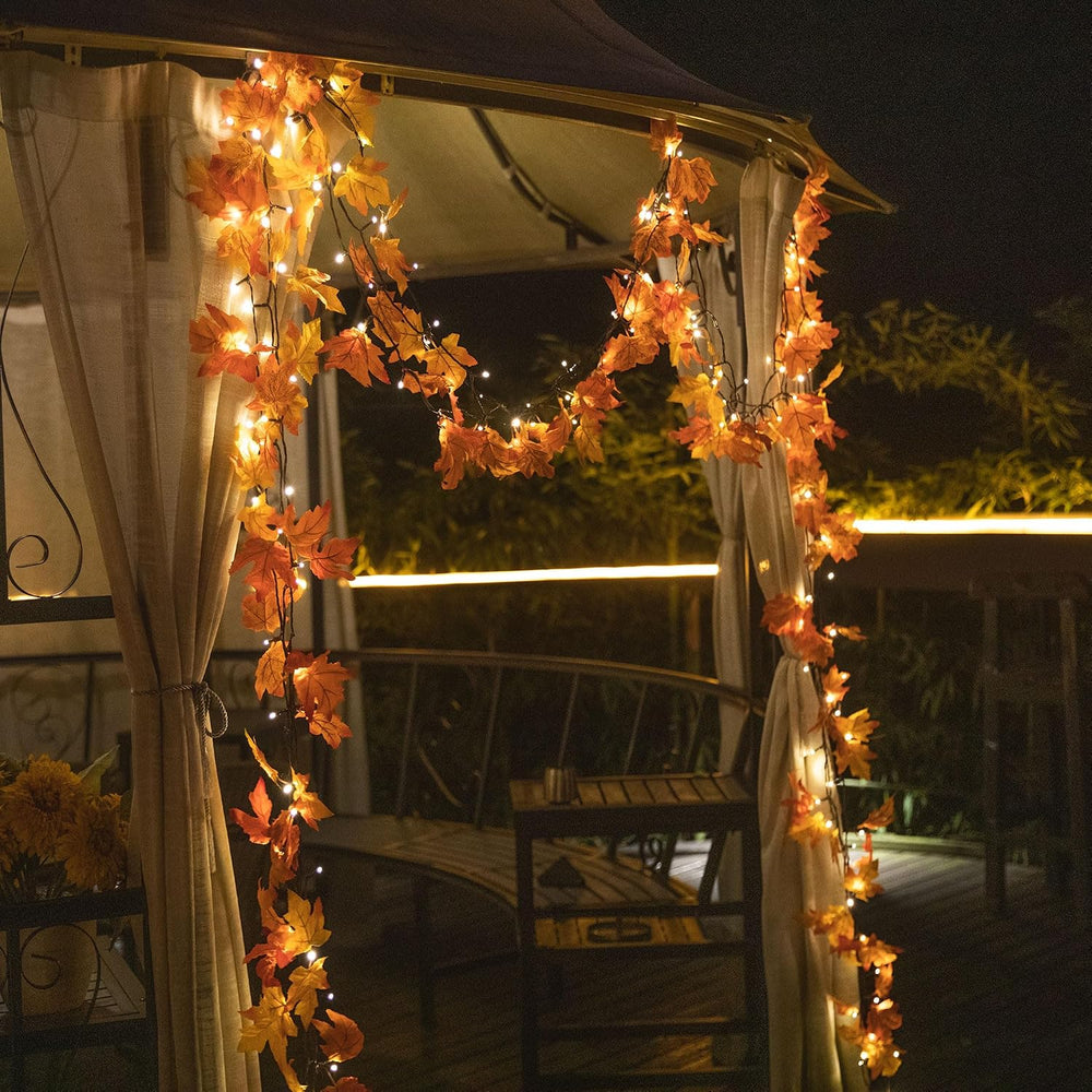 66ft Maple Leaves 200LED String Lights Fall Decor for Home Lighted Fall Garla...