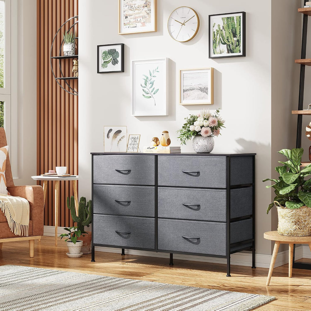 WLIVE Dresser for Bedroom with 6 Fabric Drawers, Dark Grey