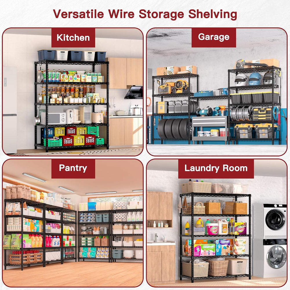 PrimeZone Wire Storage Shelves, 5-Tier Adjustable NSF Metal Shelving
