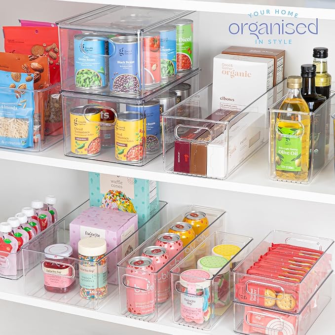 Plastic Food Storage 6 Pack Clear Container Bin