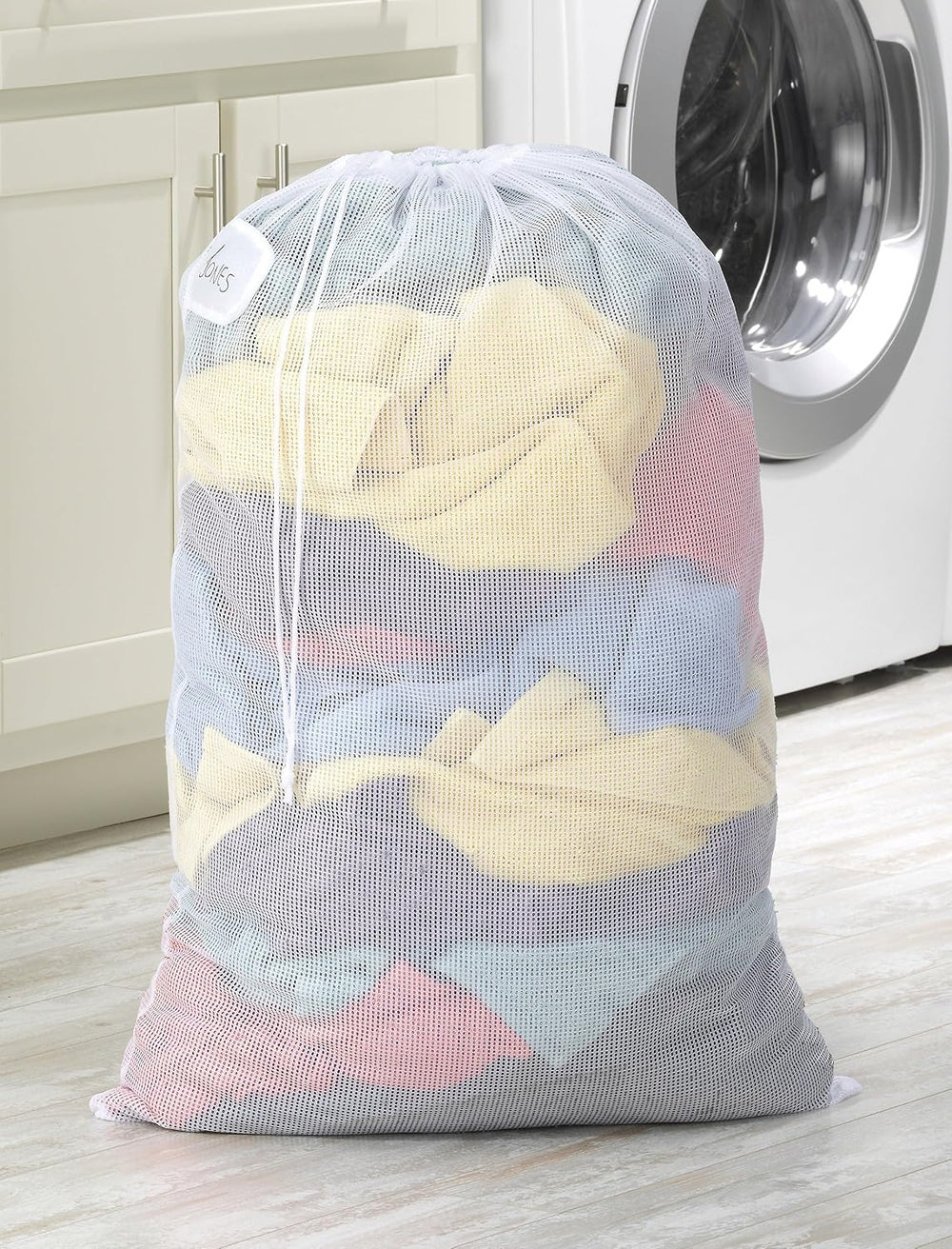 Whitmor Mesh Laundry Bag with ID Tag - Set of 3 - White (Pack of 5)