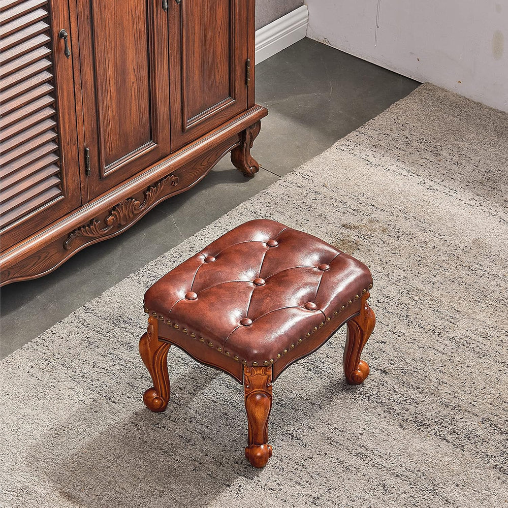 Foot Stool Ottoman Foot Rest Microfiber Leather Upholstered Foot Stool for Li...