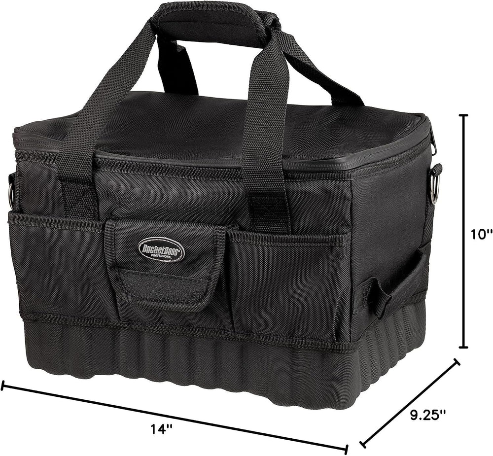 Bucket Boss Pro Racer 14 in. Tool Bag with Heavy-Duty Waterproof Racetrack Zi...