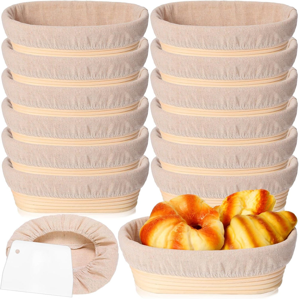 Gejoy 12 Set Bread Proofing Baskets Oval Shaped Banneton Dough Proofing Bowls...