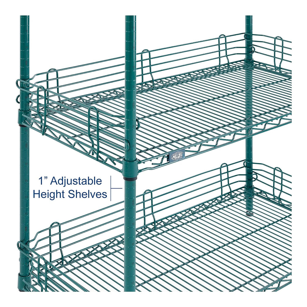 Nexel Poly-Green Antimicrobial Adjustable Wire Shelving Unit, 4 Tier, Heavy D...