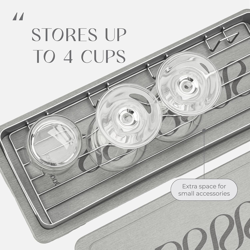 SUS304 Stainless Steel Cup Drying Rack with Diatomite Tray