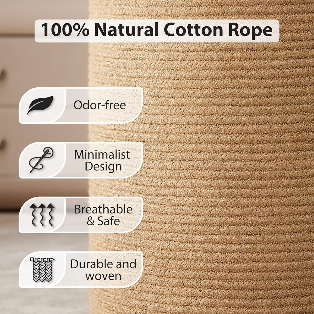 Fiona's magic Jute Rope Laundry Hamper, 72L Tall Blanket Storage