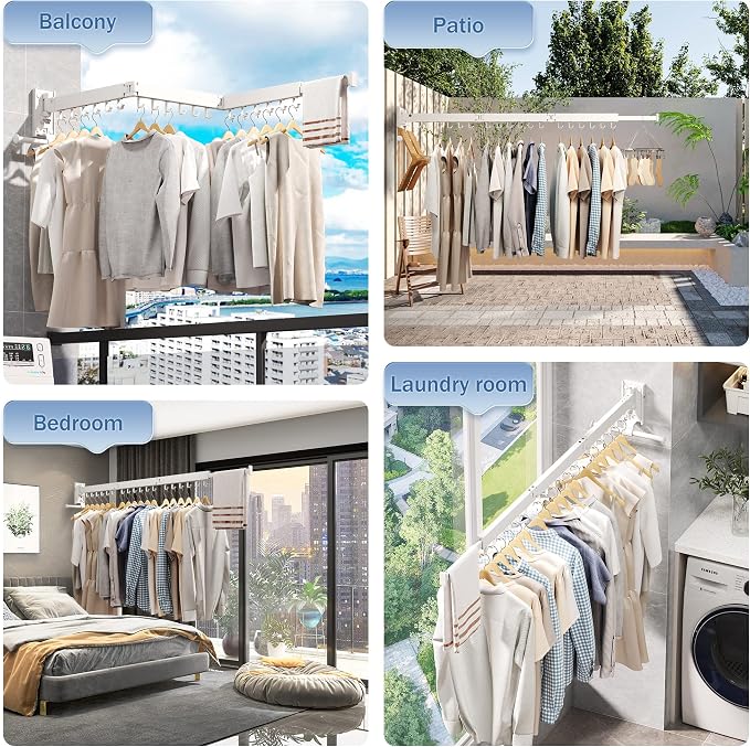 Drying Rack, Wall Mounted Clothes Rack, 220lbs Capacity