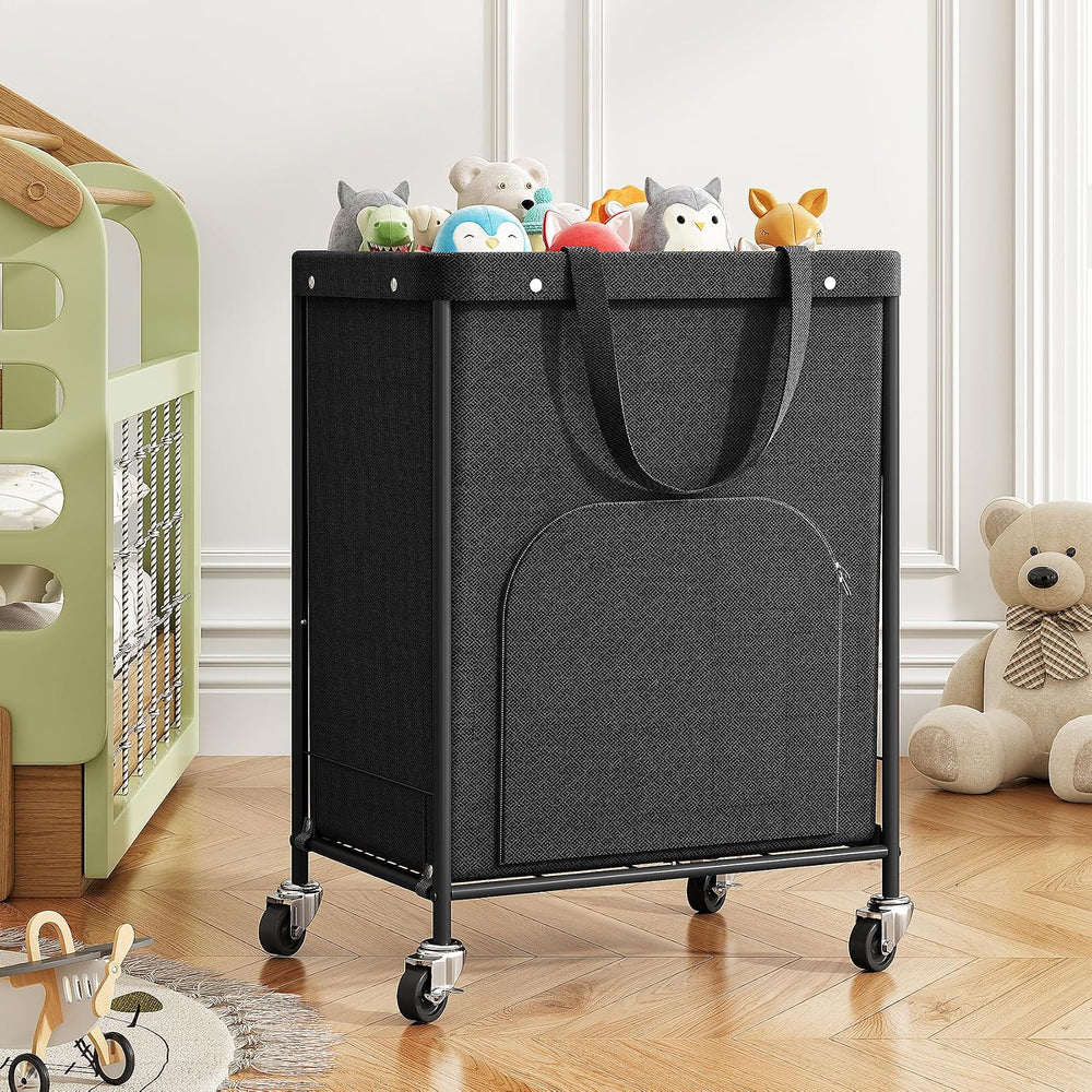 170L Large Laundry Basket with Wheels, Rolling Laundry Hamper Easy Access Clo...