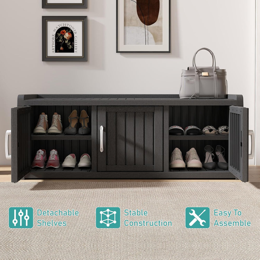 KAMABOKO Outdoor Shoe Storage Cabinet Waterproof UV-Resistant, Entryway Stora...