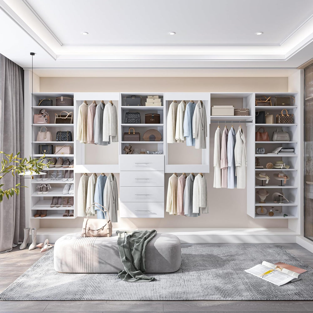 25.5" Wide Tall Hanging Modular Closet System, Wall-Mounted Closet Organ...