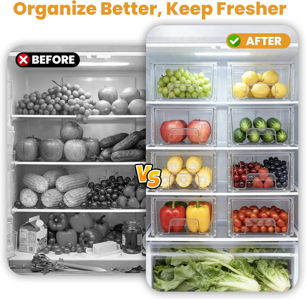6 Pack Stackable Storage Drawers,Plastic Organizers Bins, Drawers Storage wit...