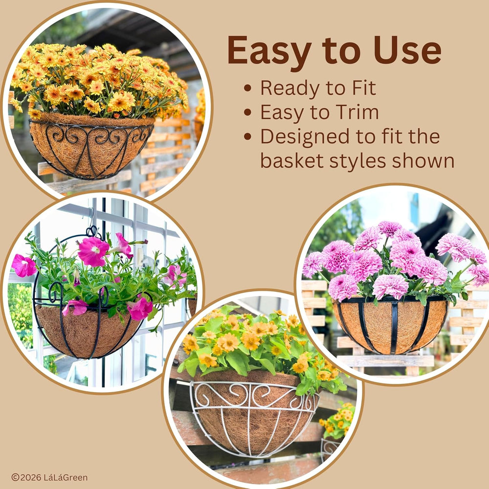 LaLaGreen 12" (10 Pack, Half Round) Coco Liners for Hanging Basket – Bul...