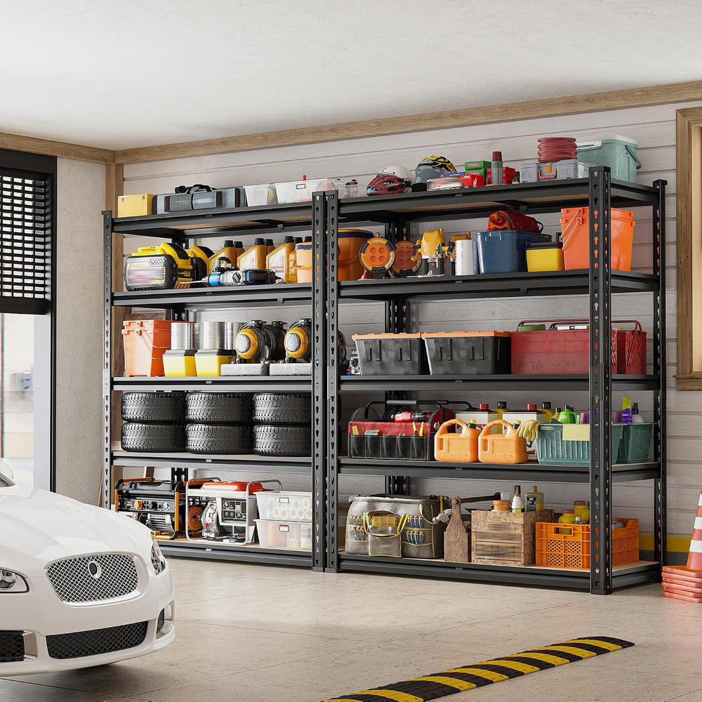REIBII 2-Pack Storage Shelves Space-Saving and Tool Free for Garage Office