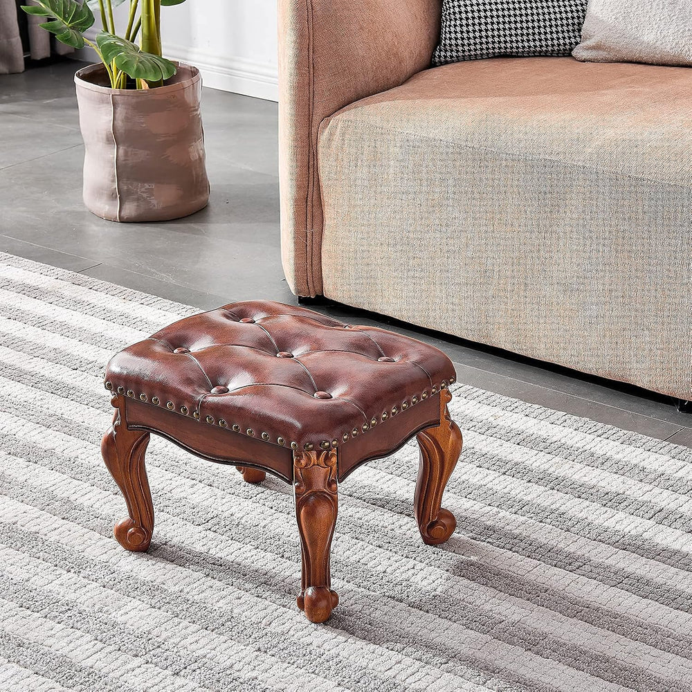 Foot Stool Ottoman Foot Rest Microfiber Leather Upholstered Foot Stool for Li...