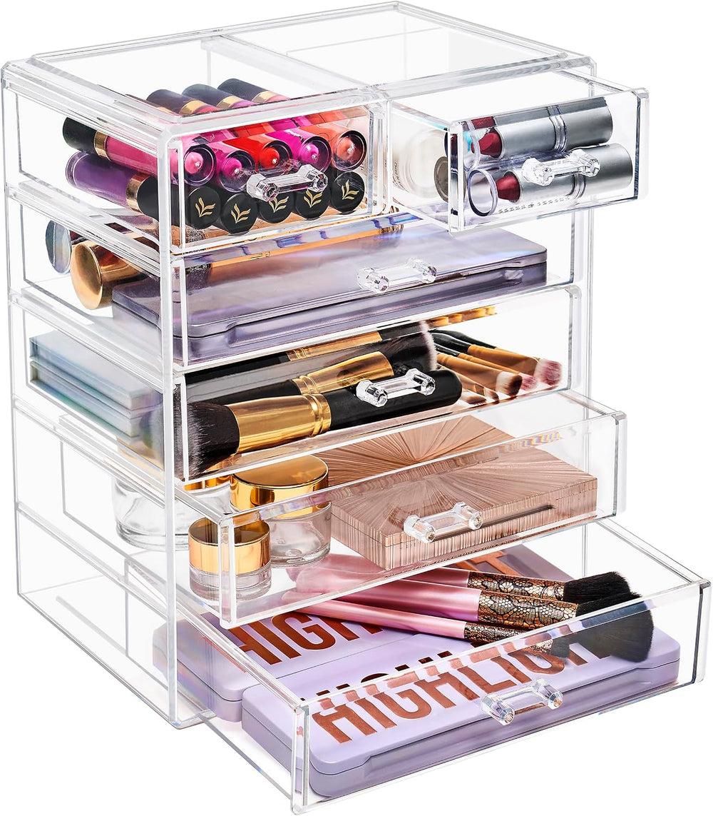 Sorbus 6-Drawer Makeup Organizer with Small & Wide Drawers (Clear)