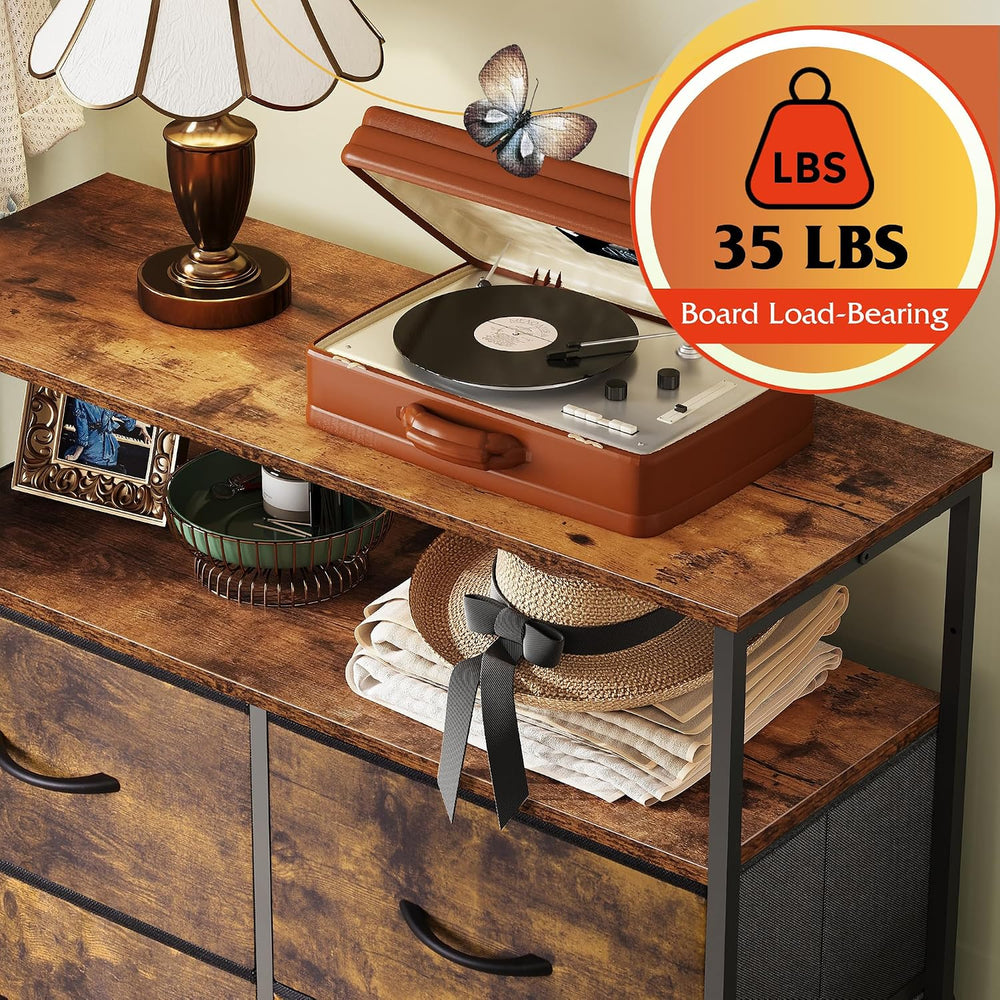 WLIVE Fabric Dresser for Bedroom with Open Shelves, Tall Dresser with 8 Drawe...