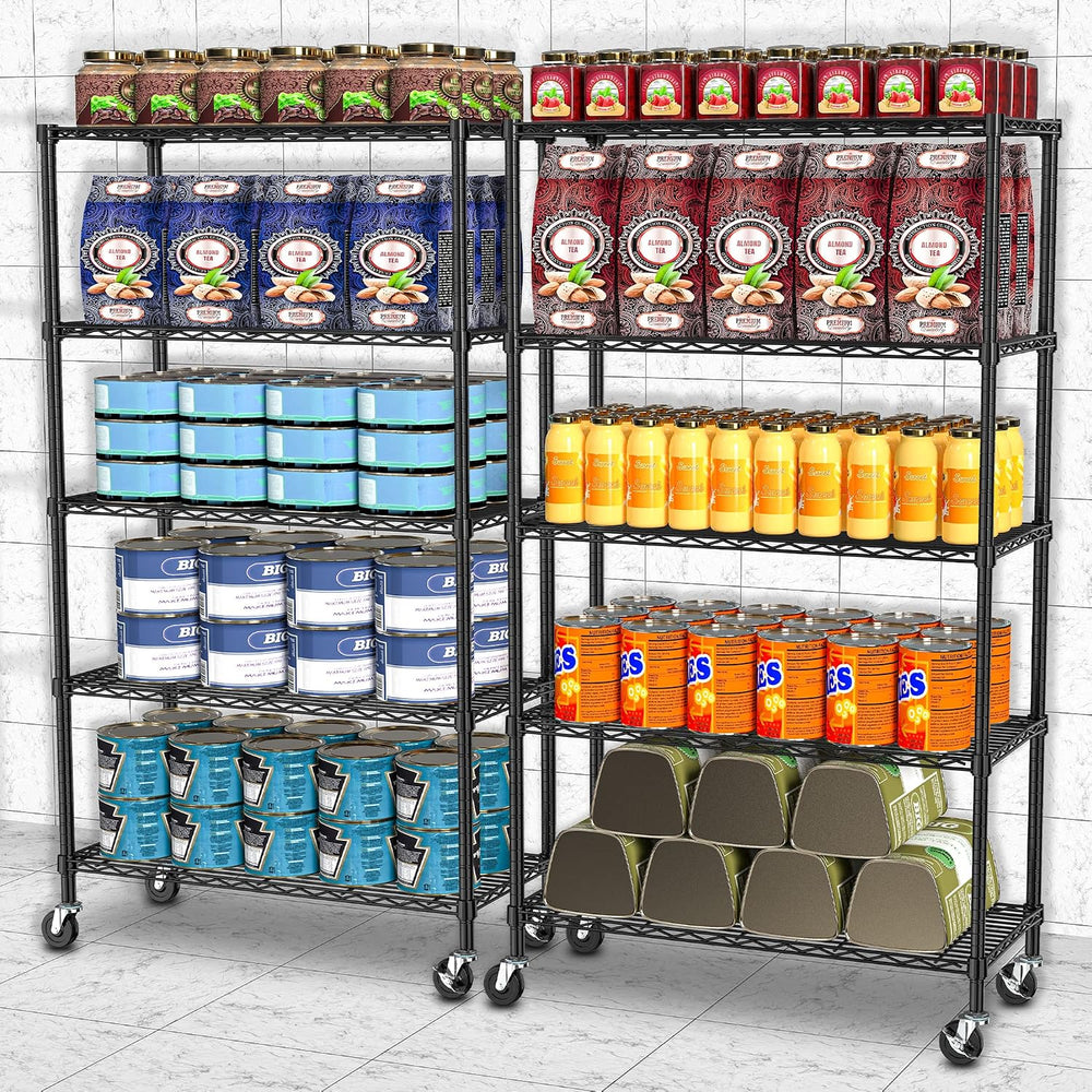 Folews 5-Tier Rolling Storage Shelf with Wheels, Metal Wire Shelving Unit