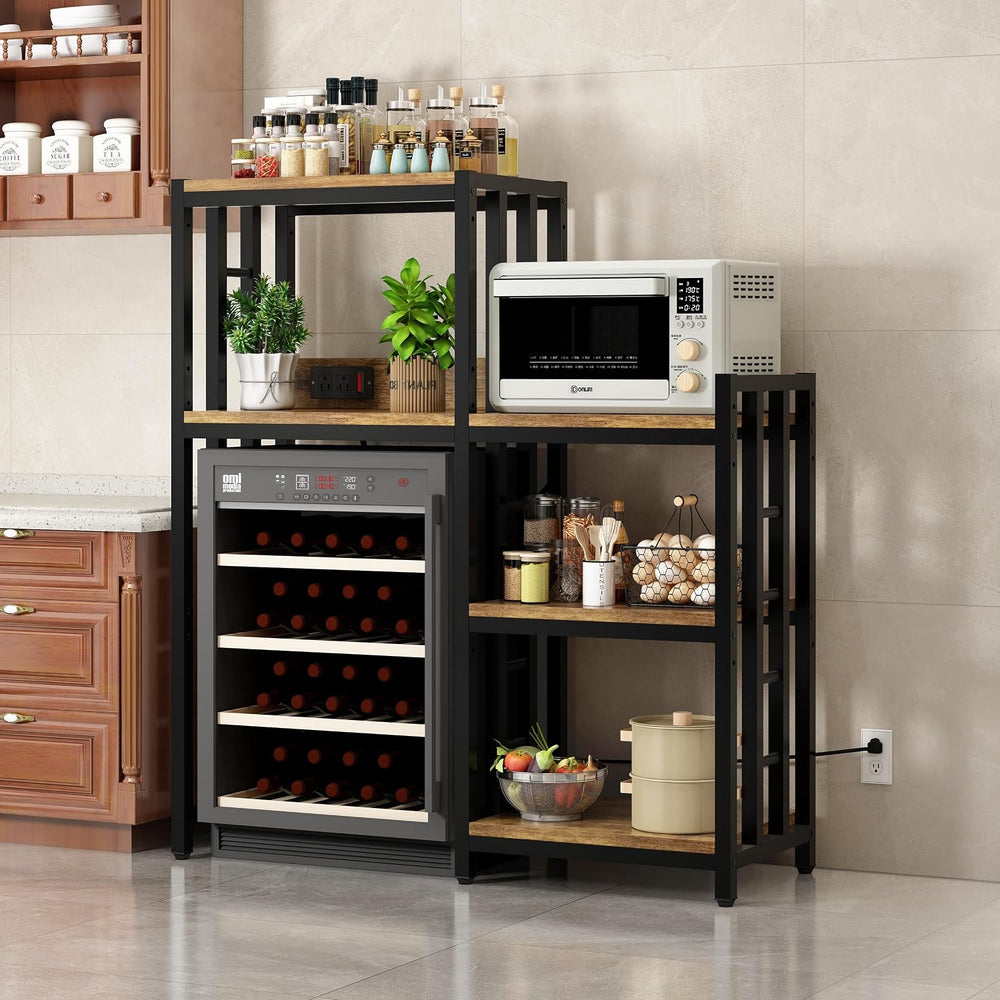 6-Tier Kitchen Baker's Rack with Power Outlet, Microwave Oven Stand with ...