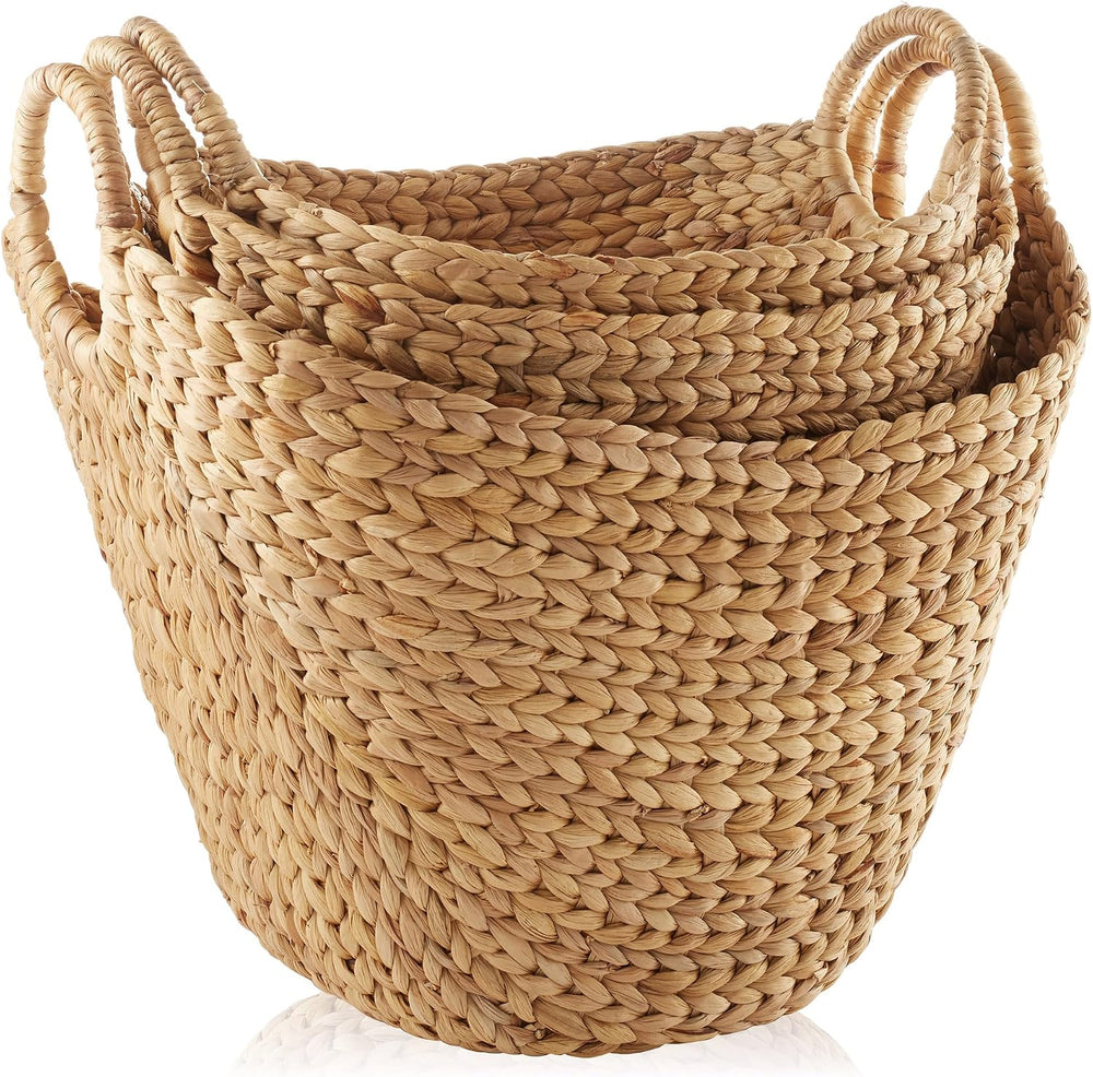 Casafield Set of 3 Multipurpose Boat Baskets with Handles - Natural, Woven Wa...