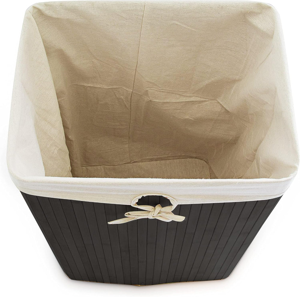 Relaxdays Bamboo Square Hamper 65 cm Tall Folding Laundry Basket Laundry Bin ...