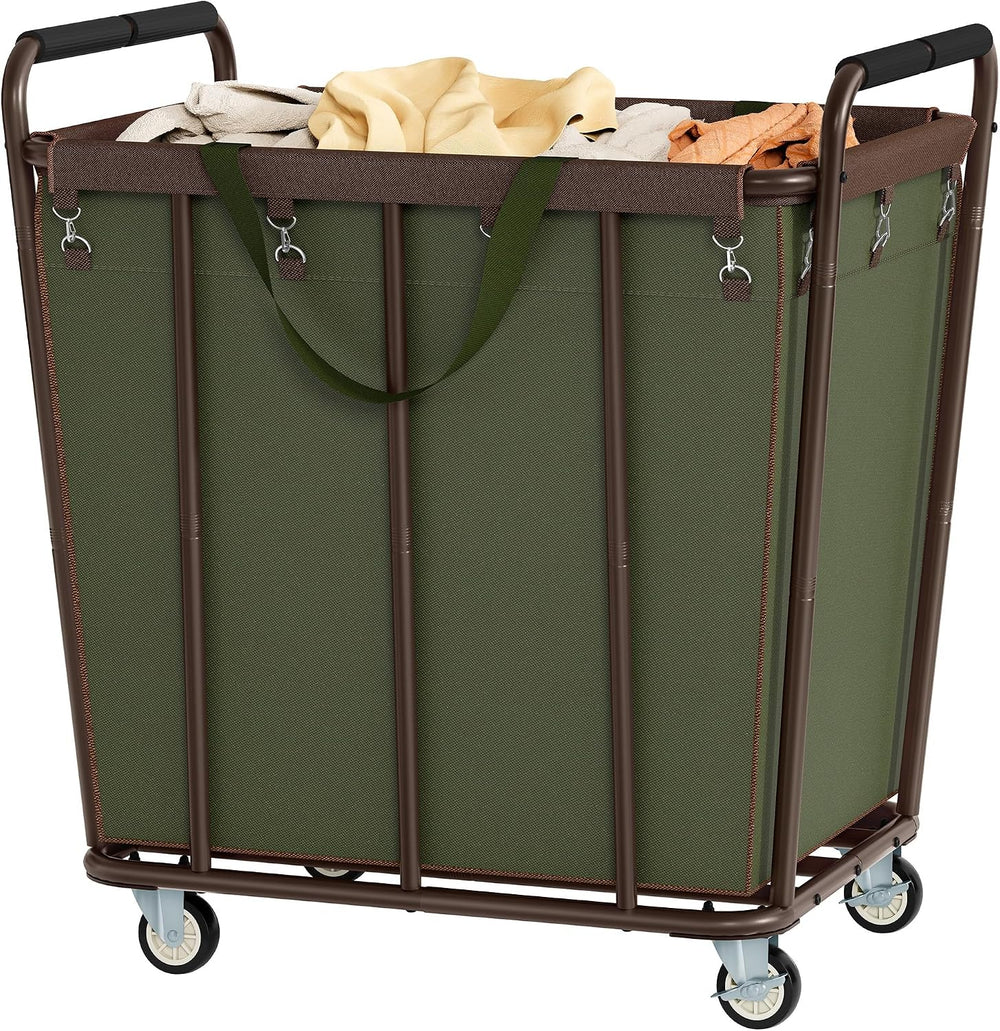 Hoctieon Large Laundry Cart with Wheels, 400L Heavy Duty Laundry Basket Organ...