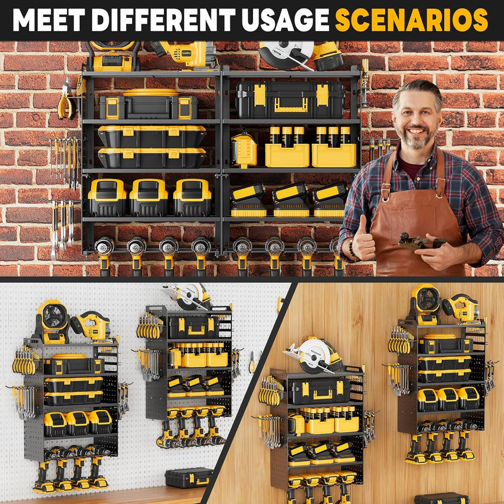 2 Pack Power Tool Organizer Wall Mount, 5‑Tier Garage Organization, Black