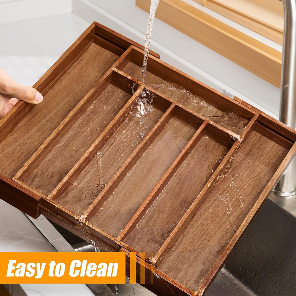 Bellsal Acacia Silverware Organizer Kitchen Drawer Organizer Expandable Bambo...